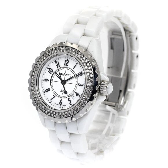 CHANEL J12 H0967 Diamond Bezel White Ceramic Date Quartz Ladies Watch_882958 - Picture 1 of 6